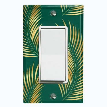 Metal Light Switch Plate Cover Tropical Jungle Palm Leaves Yellow Green JGL009