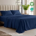 thumbnail image 3 of Bare Home Organic Jersey Sheet Set - 100% Organic Cotton - Deep Pocket - 4 Piece - Full, Dark Blue, 3 of 10
