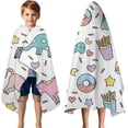 thumbnail image 3 of Colorful Fantasy Food Elements Pattern Hooded Bath Towel，50"x30" for Ages 3 To 12 Kids, Quick Dry Lightweight Soft Microfiber Hood Beach Towel Cover Up for Kids, 3 of 7