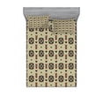 thumbnail image 1 of Ambesonne Ethnic Fitted Sheet & Pillow Sham Set, Chevron Design, Full, Brown Black and Maroon, 1 of 3