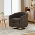 thumbnail image 3 of HIUU 32 "Brown Swivel Accent Chair Wood Base, Comfy Chenille Armchair,Curved Back Swivel Chair,Modern Accent Chairs for Lliving Room, 3 of 8