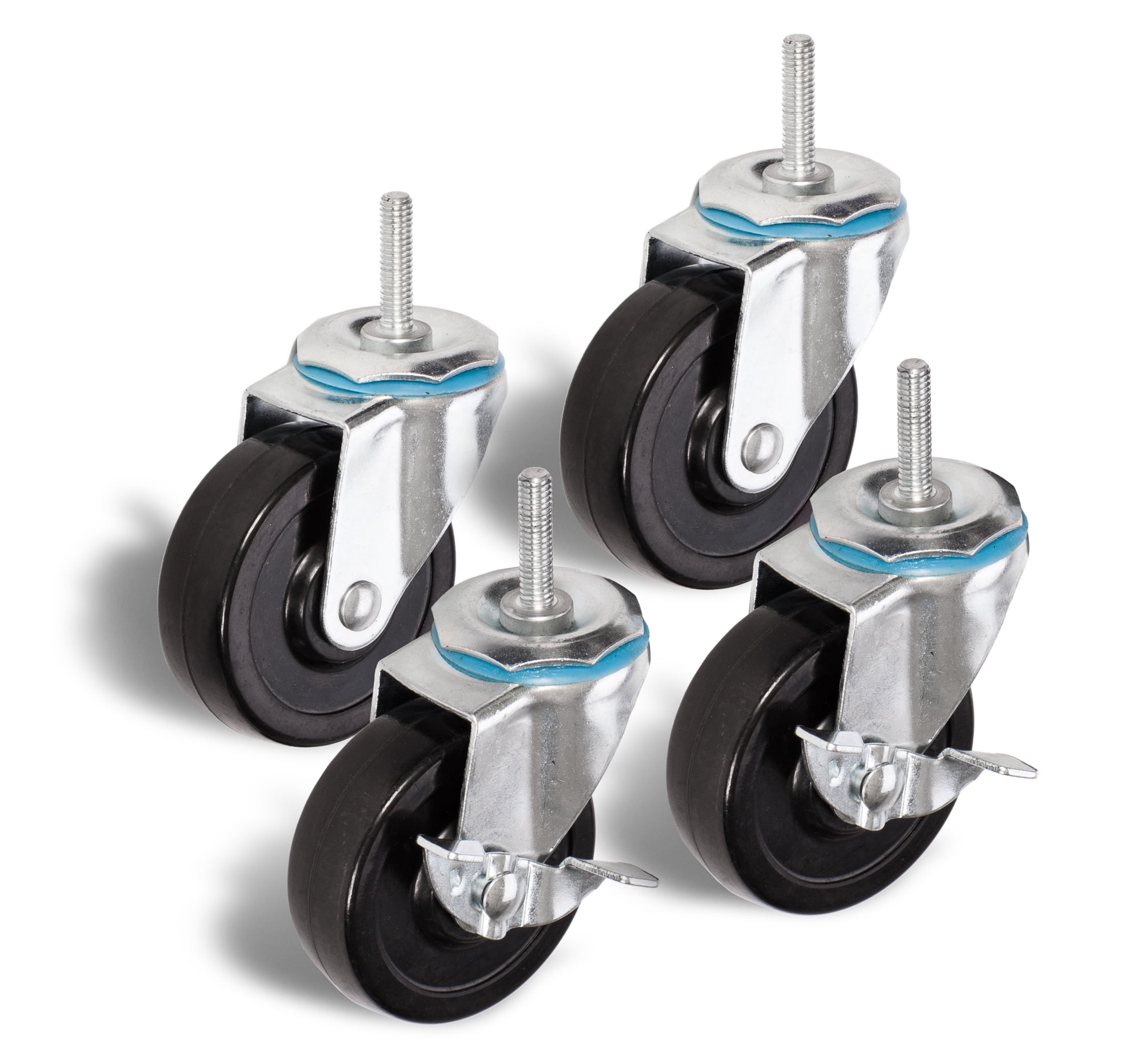 Roller Wheels With Brake Details about   Set of 4 Caforo Locking Metal Bed Frame Casters 