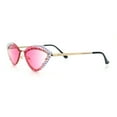 thumbnail image 6 of Womens Bling Rhinestone Rimless Cat Eye Metal Rim Luxury Sunglasses Gold - Pink, 6 of 8