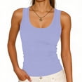 thumbnail image 2 of Turilly Women's Solid U-Neck Ribbed Knit Tank Tops Side Ruched Slim Fit Sleeveless Casual Blouses for Summer Daily Wear, 2 of 6