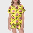 thumbnail image 2 of Likimi Child Kids Girls Halloween Pajamas Set Short Sleeve Hallowmas Pumpkin Print Lapel Button Down Pjs Tops With Shorts For Party Casual Sleepwear, 2 of 4