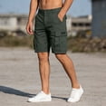 thumbnail image 5 of Ynynloco Men's Casual Cargo Shorts Zip Fly Cotton Elastic Waist Loose Fit Drawstring Short, 5 of 9