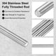 thumbnail image 2 of Uxcell Paquete de 10 Varillas Roscadas Completamente, M4x150mm Barra de Rosca Derecha de Acero Inoxidable 304, 2 of 7