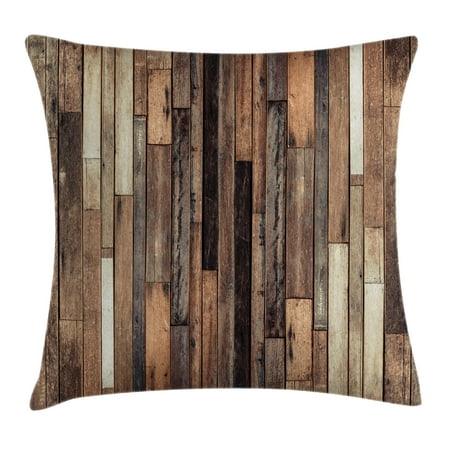 - Wooden Throw Pillow Cushion Cover, Brown Old Hardwood Floor Plank Grunge Lodge Garage Loft Natural Rural Graphic Artsy Print, Decorative Square Accent Pillow Case, 16 X 16 Inches, Brown, by Ambesonne