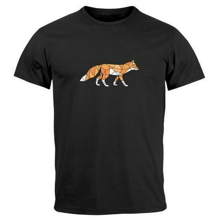 Herren T-Shirt Aufdruck Fuchs Polygon Kunstdruck Geometrie Outdoor Logo Tier