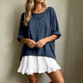 thumbnail image 6 of QSAWXQZ Women's 2 Piece Outfit Dress Set Long Sleeve Crew Neck Loose Top with Ruffle Hem Sleeveless Mini Dress for Casual Wear XL, 6 of 7