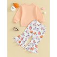 thumbnail image 4 of GXFC Toddler Girl Thanksgiving Outfits Set Clothes 6M 12M 18M 2T 3T 4T Kids Girls Long Sleeve Letter Print Sweatshirt+Pie Print Flare Pants 2Pcs Thanksgiving Clothing for Children Girl, 4 of 8