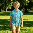 thumbnail image 5 of Boys Allover Print Short Sleeve Button Down Shirt, Novelty Point Collar Casual Top 3-15 Years, 5 of 5