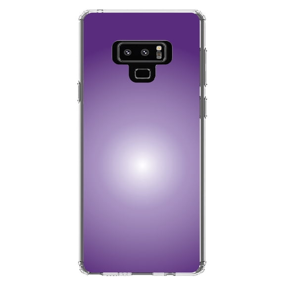 DistinctInk Clear Shockproof Hybrid Case for Samsung Galaxy Note 9 - TPU Bumper, Acrylic Back, Tempered Glass Screen Protector - Purple White Gradient Burst