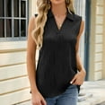 thumbnail image 5 of Njoeus Tops for Women Trendy Black Tank Top Woman Women's Sleeveless V Neck Tunic Tank Tops Casual Business Work Blouse Shirts Summer Tops for Women Trendy Loose Solid Lapel Collar Shirts Basics & Mul, 5 of 6