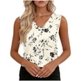 thumbnail image 3 of TaTaai Printed Satin Women Tank Top V Neck Sleeveless Silk-like Soft Non See-through Machine Washable No Fading Lightweight Casual Fashion Daily Wear Top Gift, 3 of 7