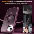 thumbnail image 3 of ELEHOLD Magnetic Matte Case for iPhone 16 Plus with Ring Holder Stand Cover, Compatible with MagSafe Work with Magnetic Car Mount Hybrid Shockproof Slim Case for 6.1" iPhone 16 Plus,Winered, 3 of 7