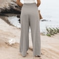 thumbnail image 6 of Outfmvch Womens Linen Pants Linen Palazzo Pants for Women Beach Pants for Women Vacation Beach Trousers Pedal Pushers for Women Linen Pants Beach Linen Trousers Baggy Straight Leg Beige S-2XL, 6 of 7