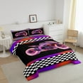 thumbnail image 3 of Erosebridal Cool Motorcycle Bedding Queen Comforter Set, Honeycomb Down Comforter, Checkered Flag Decor, Reversible 3 Pieces, 3 of 8