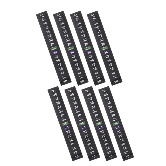 HONITANO 8Pcs Aquarium Test Thermometer Sticker Black Wide Range Temperature Gauge for Fish Tanks