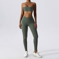 thumbnail image 3 of Conjunto de yoga para gimnasio de color sólido, conjunto de yoga para mujer, conjunto de 2 piezas, chándal de entrenamiento, traje de fitness, leggings de cintura, 3 of 5