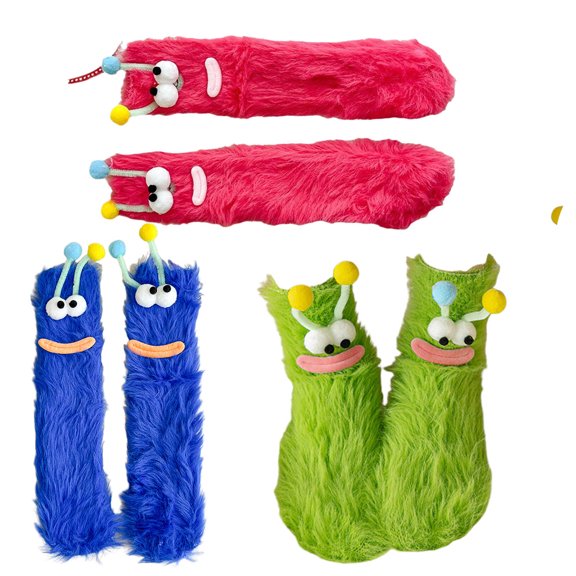 AUQ 3Pairs Socks Adorable Fuzzy Socks,Cute Playful Expression Long Socks for Couples,Style8