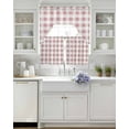 thumbnail image 4 of Pink Checkered Kitchen Curtains Sets 24 Inch Length with Valance, Farmhouse Buffalo Plaid Swag Valances and Tiers Curtain Set Drapes Swag Curtains for Living Room, Bathroom, Bedroom, Cafe, 4 of 6