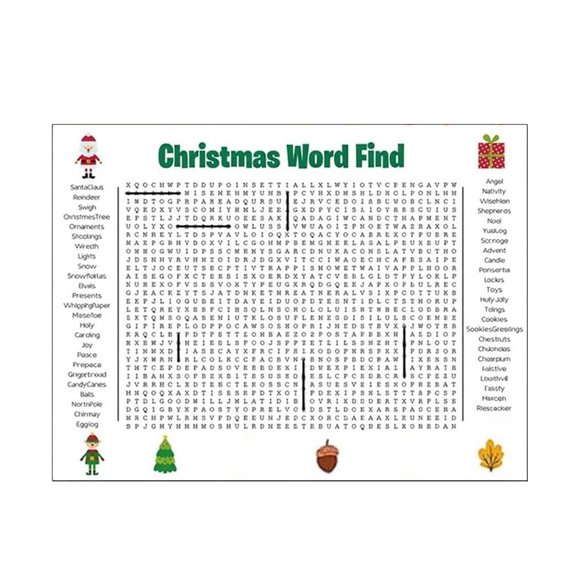 Word Search Poster Interactive Family Wall Game Holiday Activity for Home Entertainment