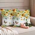 thumbnail image 2 of Sunflower Leaf Pillow Covers 2 Pack Summer Country Flower Eucalyptus Leaves Butterfly Pillowcase Waterproof Outdoor Throw Pillow Cover for Patio Garden Square Cushion 16”x16”, 2 of 9