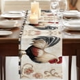 thumbnail image 3 of White Retro Rooster 90 Inch Table Runner, Watercolor Pastoral Animals Plaid Farmhouse Dresser Scarf Cotton & Linen Tablerunner for Dining/Kitchen Island/Holiday Party Décor 13" x 90", 3 of 9