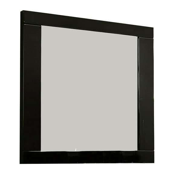 37 Inch Rectangular Mirror with Wooden Frame, Black