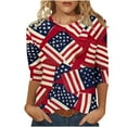 thumbnail image 2 of BLTIBY Womens Blouse Summer Round Neck 3/4 Sleeve Independence Day Printed Shirts Loose Novelty T-Shirts Fashion Pullover Tops 2025 Multicolor 6 4XL, 2 of 6