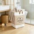 thumbnail image 3 of Cesta De Ropa De Lino Cesta grande de ropa sucia de estilo nórdico con asas, plegable, para dormitorio, baño, dormitorio, color beige (1 unidad) JASKFLY, 3 of 8
