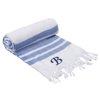 Authentic Hotel and Spa Authentic Royal Blue Bold Stripe Pestemal Fouta Turkish Cotton Bath/ Beach Towel with Monogram Initial