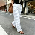thumbnail image 5 of Dzrciro Pajama Pants for Women, Drawstring High Waist Wide Leg Stripes Pants with Pockets, Soft Daily Lounge Bottoms S-2XL, 5 of 6