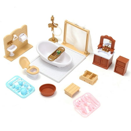 Dollhouse Kit Miniature DIY Plastic Bathroom Kits Best Birthday