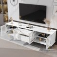 thumbnail image 3 of 78.7'' Modern TV Stand, Entertainment Center with 2 Drawers & 2 Fluted Glass Doors Cabinets,  TV Console Table Media Cabinet with Five Metal Legs for Living Room, Bedroom and Office, White, 3 of 9