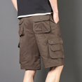 thumbnail image 2 of Pantalones cortos cargo negros largos para hombre, pantalones cortos verdes por encima de la rodilla para hombre, pantalones cortos desgastados con bolsillo frontal ancho y cintura elástica para hombr, 2 of 5