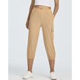 thumbnail image 2 of 3 Pack:Women's Woven Cargo Capri Jogger Pants Tactical Hiking 5 Pockets Water Resistant Quick Dry Active Pockets Drawstring, 2 of 7