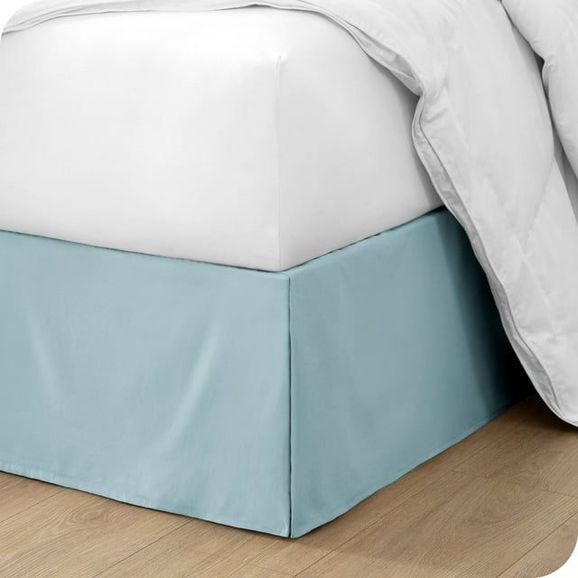 Bare Home Jupe de Lit Double Brossage - Premium 1800 Collection - Retombée de 15 Pouces - Lit Simple, Bleu Pâle