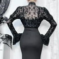 thumbnail image 4 of Gothic Sexy Lace Mesh Flared Long Sleeve Smock Y2K Vintage Black See Through Cover-ups  Skeleton Shrug Top, 4 of 13