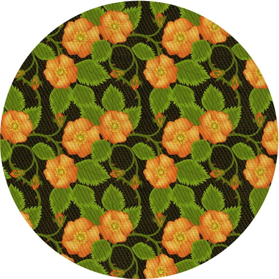 Ahgly Company Indoor Round Patterned Pistachio Green Area Rugs, 5' Round