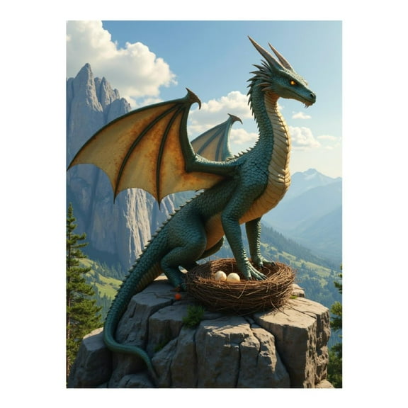 Diamond Art Kit for Adults, Dragon Overlooking Mountain Nest Diamond Painting for Adults Beginners, DIY Diamond Art Painting Kits, 5D Diamond Painting Crafts for Home Decor 12x16 Frameless