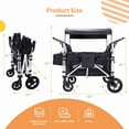 thumbnail image 5 of Stroller Wagon for 4 Kids, Wanan 4 Seater Stroller Wagon W/ Double Push Bar, 5-Point Harnesses, Adjustable Canopy, Storage, Insulated Bags, 4 Child Stroller Wagon for Beach, Garden, Shopping, Camping, 5 of 8