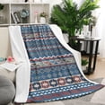 thumbnail image 2 of Luxuriously Soft Bohemian Sherpa Throw - 50x60in Plush Flannel Blanket for Bed Couch Sofa Office Camping - Colorful Stripes Boho Flannel Throw Blankets, 2 of 5