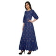 thumbnail image 2 of Moomaya Printed Round Neck 3/4 Sleeve Long Maxi Dress With Drawstring Waist, 2 of 3