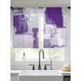 thumbnail image 2 of Modern Oil Painting Sheer Curtains 54 Inch Length 2 Panels Set, Semi Transparent Voile Rod Pocket Curtains for Living Dining Room Bedroom Drapes Purple Grey Abstract Graffiti Art, 2 of 6