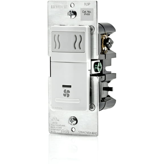 Leviton Decora In-Wall Humidity Sensor Fan Control Switch - 3A, Single Pole - White
