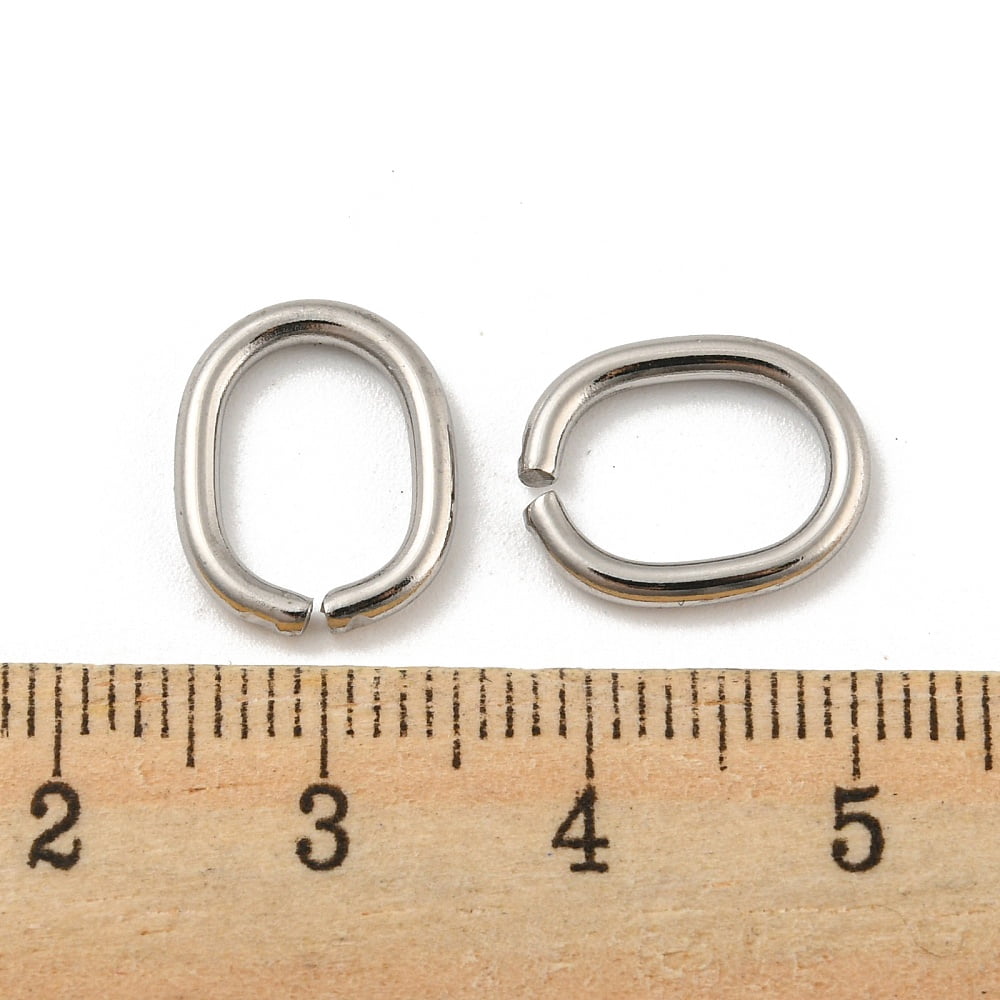 304 Stainless Steel Open Jump Rings Oval Stainless Steel color 12 Gauge 13.5x11x2mm Inner Diameter: 11x7mm