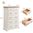 thumbnail image 5 of OKD 48" Tall 6 Drawers Dresser for Bedroom, Farmhouse Wooden Chest of Drawers, Closet Clothes Storage Organizer for Bedroom, Living Room, Antique White, 5 of 8