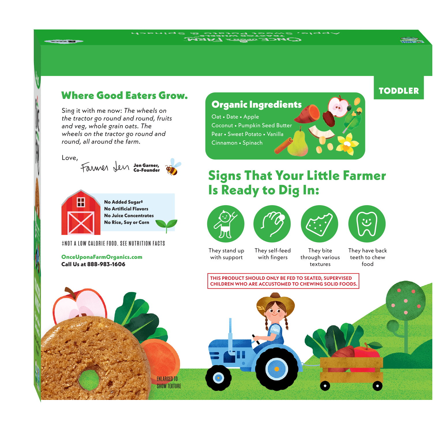 (8 pack) (8 pack) Once Upon a Farm Organic Tractor Wheels Toddler Bar, Apple, Sweet Potato & Spinach 5 Count